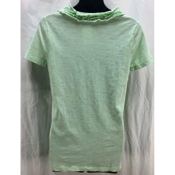 J CREW Top Small Green Tee Shirt Scoop Ruffle New - Picture 3 of 6